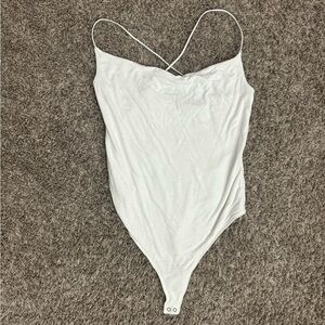 Abercrombie & Fitch White Cowl Neck Bodysuit, M